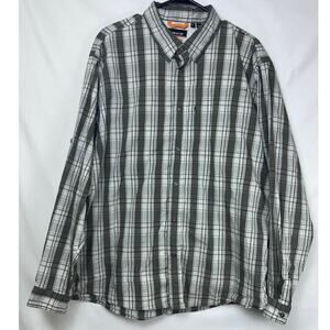 Orvis Active Fit Mens XL Olive/White Plaid Long Sleeve Button Down Outdoor Shirt